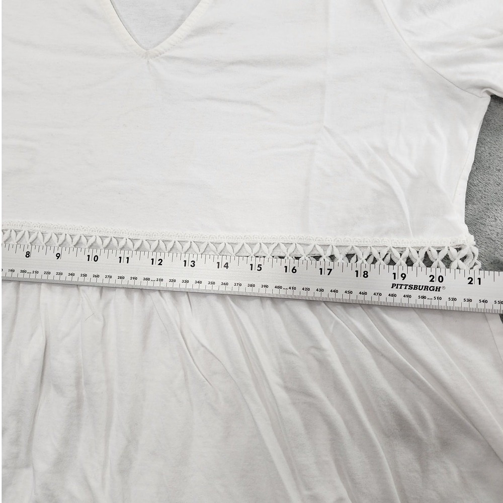 ASOS Curve Dress Womens 12 White Crochet Trim Cotton V-Neck Short‎ Sleeve Midi - Picture 8 of 10